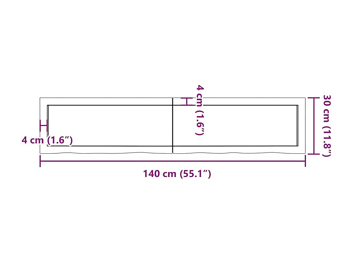 Étagère murale marron foncé bois chêne massif traité