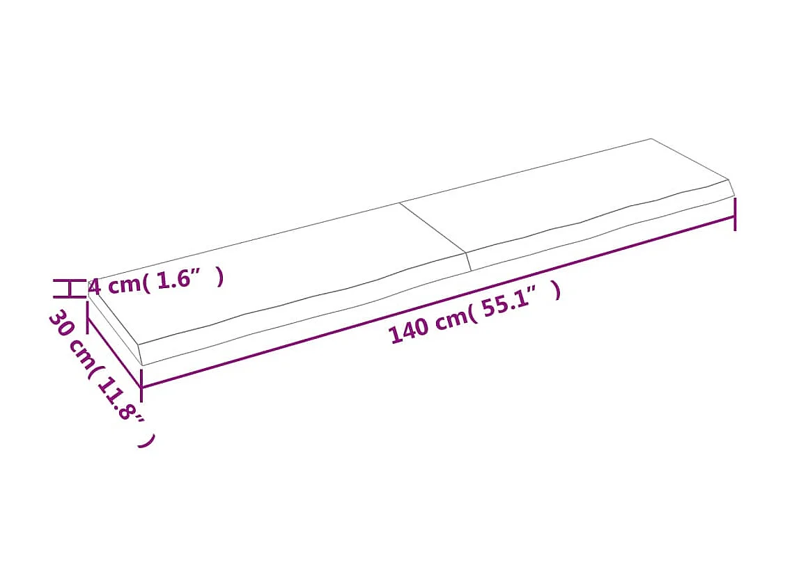 Étagère murale marron foncé bois chêne massif traité