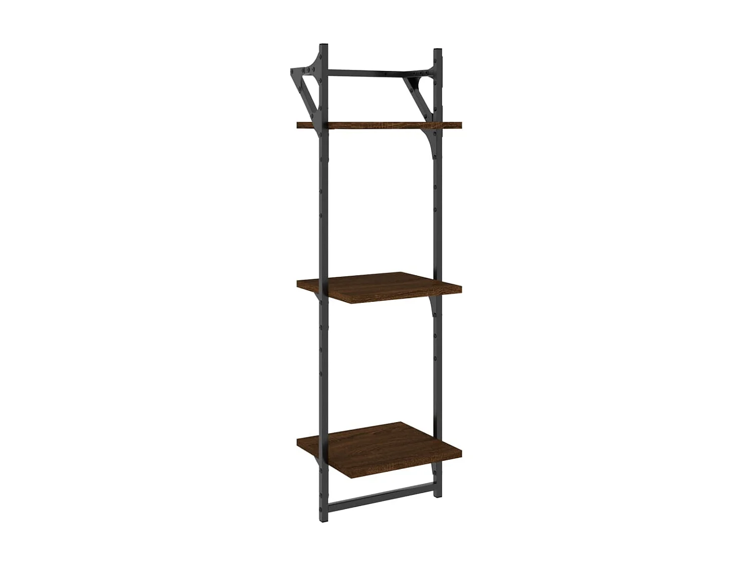 Wandschappen 3-laags met stangen 2 st 30x25x100 cm bruineiken