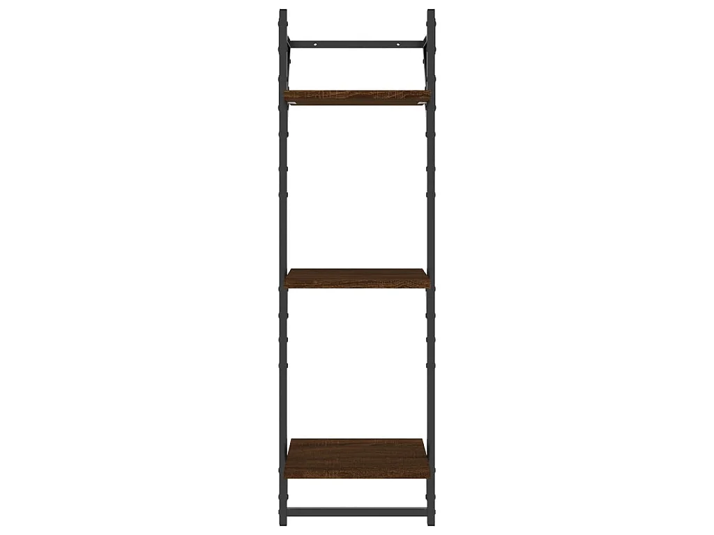 Étagères murales à 3 niveaux avec barres 2 pcs chêne marron