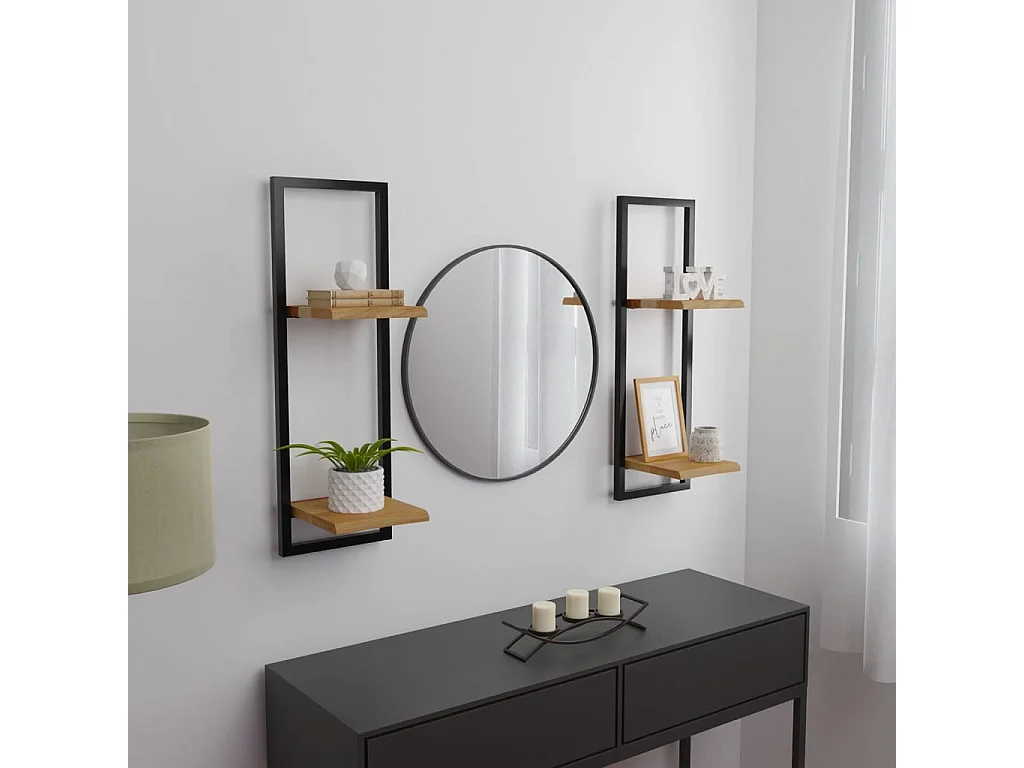 Mensole Parete 2 pz 25x25x75 cm Legno Massello Acacia e Acciaio