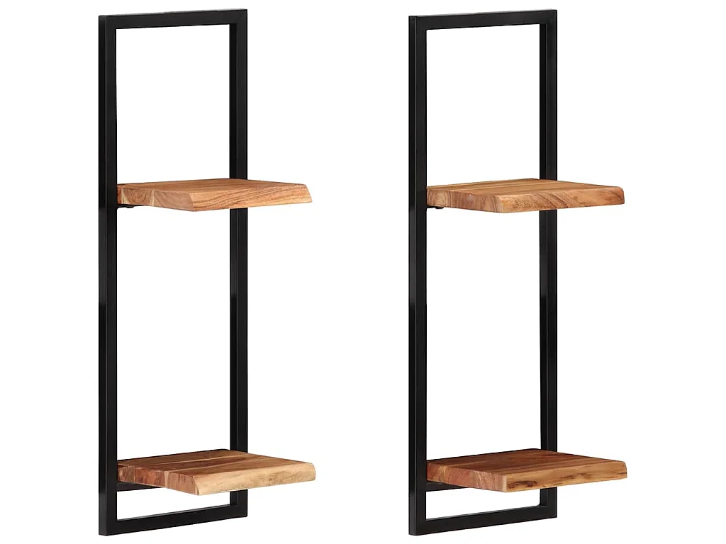 Étagères murales 2 pcs 25x25x75 cm Bois d'acacia et acier