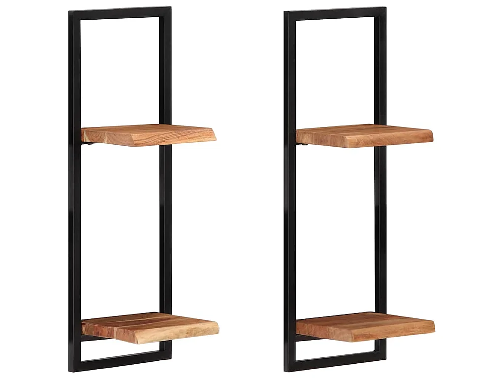 Étagères murales 2 pcs 25x25x75 cm Bois d'acacia et acier
