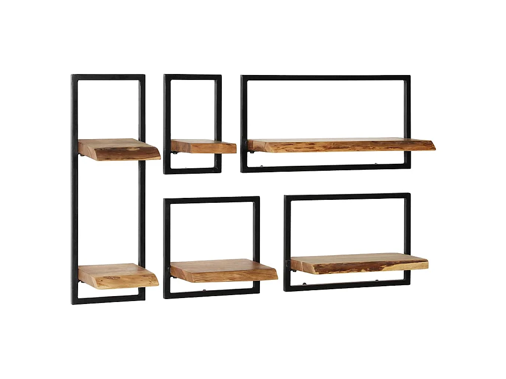 Set d'étagères murales 5 pcs Bois d'acacia massif et acier