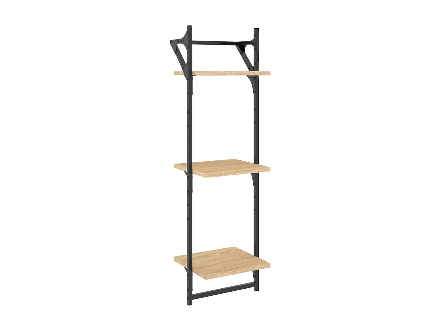 Étagères murales à 3 niveaux avec barres 2 pcs chêne sonoma