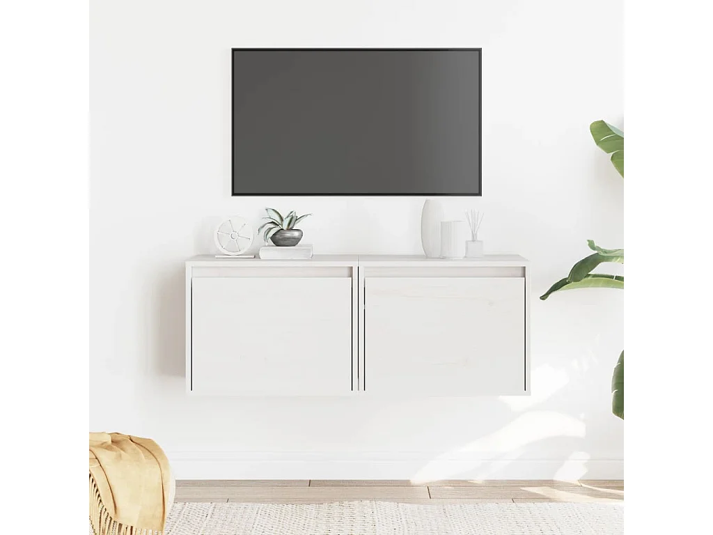 Armoires murales 2 pcs Blanc 45x30x35 cm Bois de pin massif