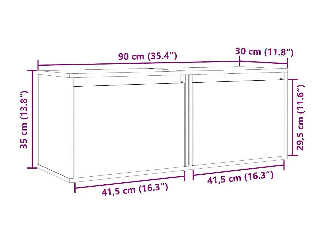 Armarios de pared 2 uds madera maciza pino blanco 45x30x35 cm