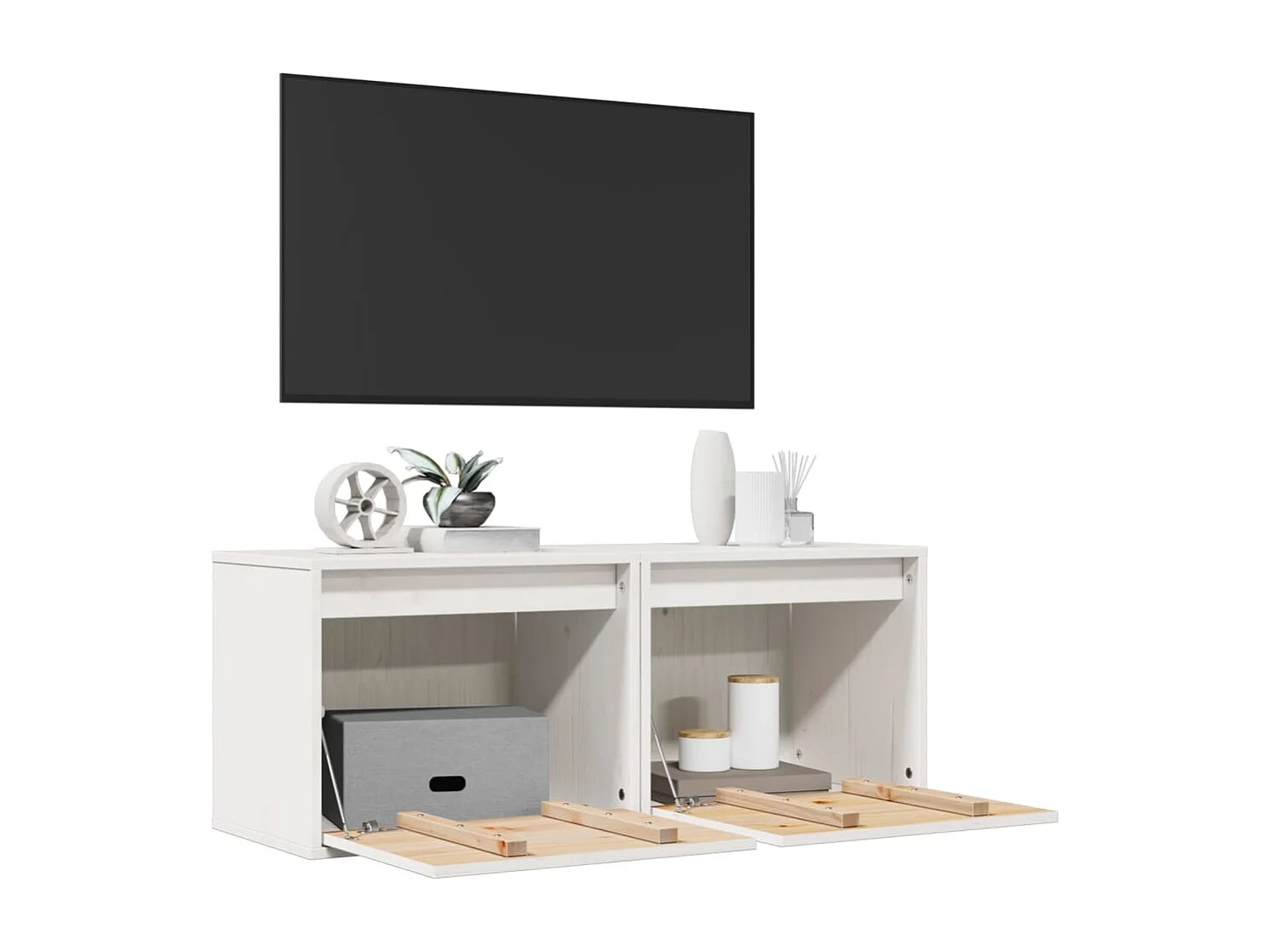 Armarios de pared 2 uds madera maciza pino blanco 45x30x35 cm