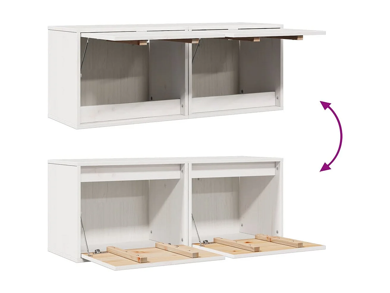 Armarios de pared 2 uds madera maciza pino blanco 45x30x35 cm