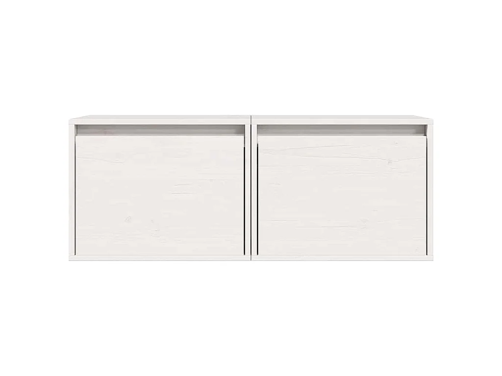 Wandkasten 2 st 45x30x35 cm massief grenenhout wit