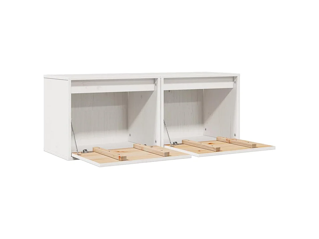Wandkasten 2 st 45x30x35 cm massief grenenhout wit