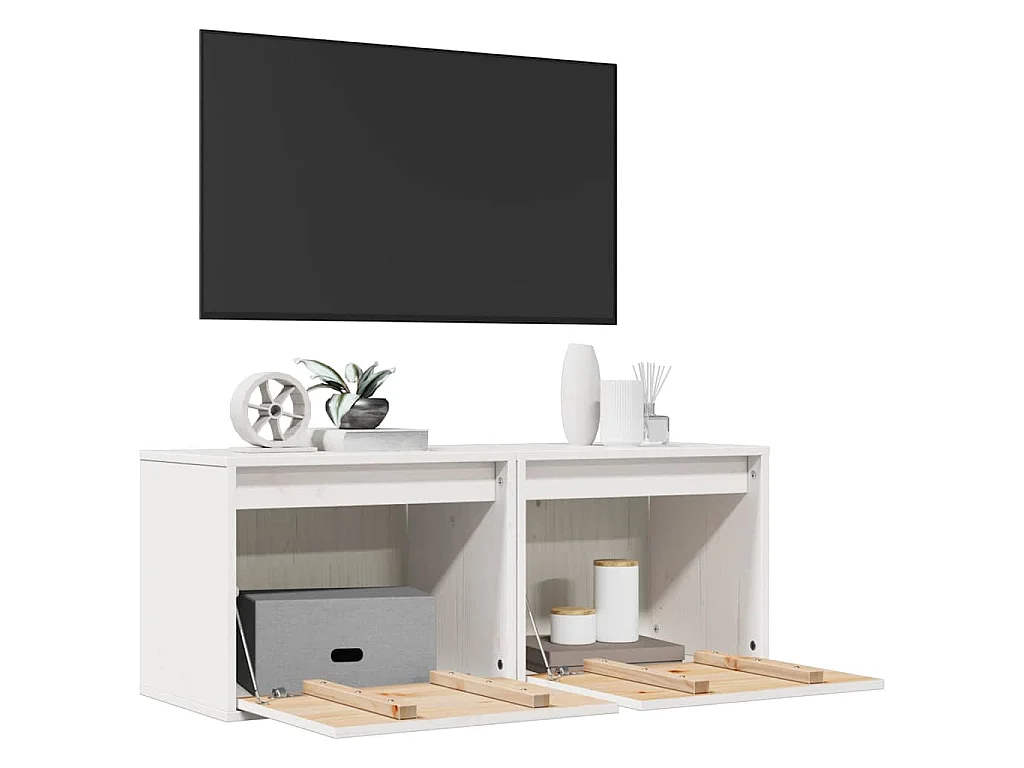 Wandkasten 2 st 45x30x35 cm massief grenenhout wit