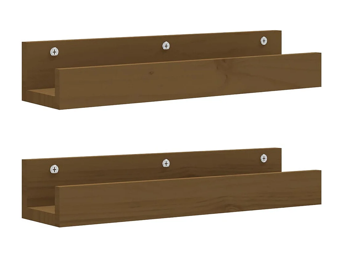 Étagères murales 2 pcs Marron miel 50x12x9cm Bois de pin massif