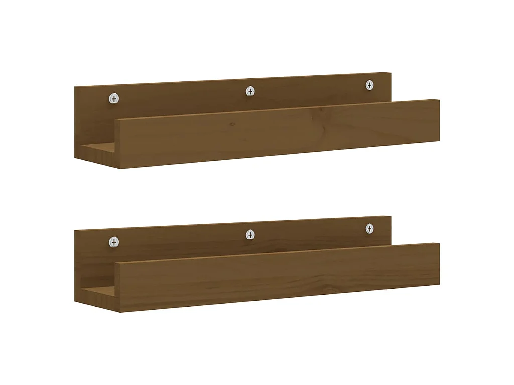 Étagères murales 2 pcs Marron miel 50x12x9cm Bois de pin massif