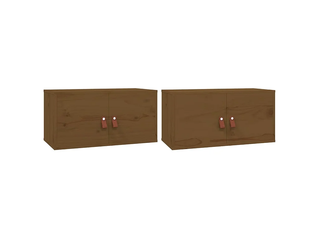 Armários de parede 2 pcs 60x30x30 cm pinho maciço castanho-mel
