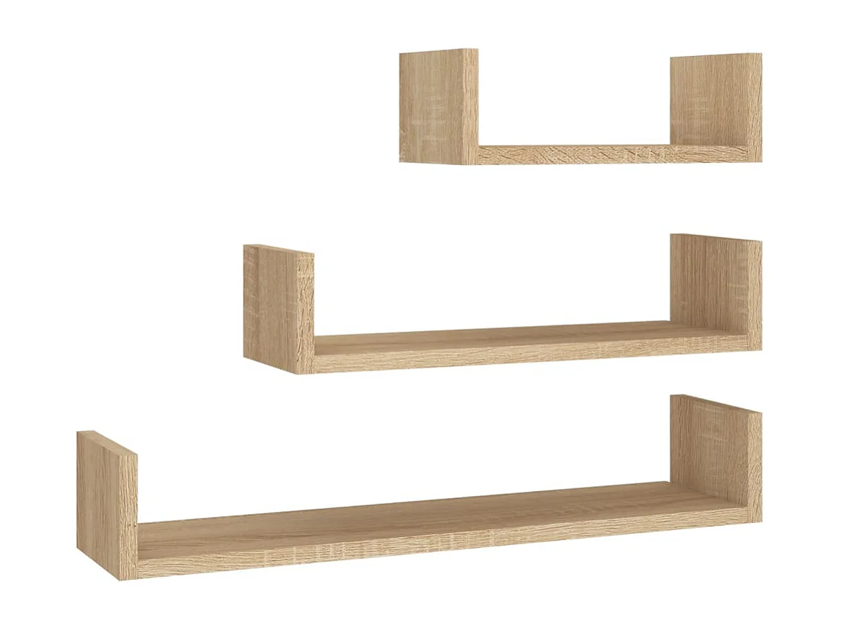 Étagères murales 3 pcs Chêne sonoma Bois d'ingénierie