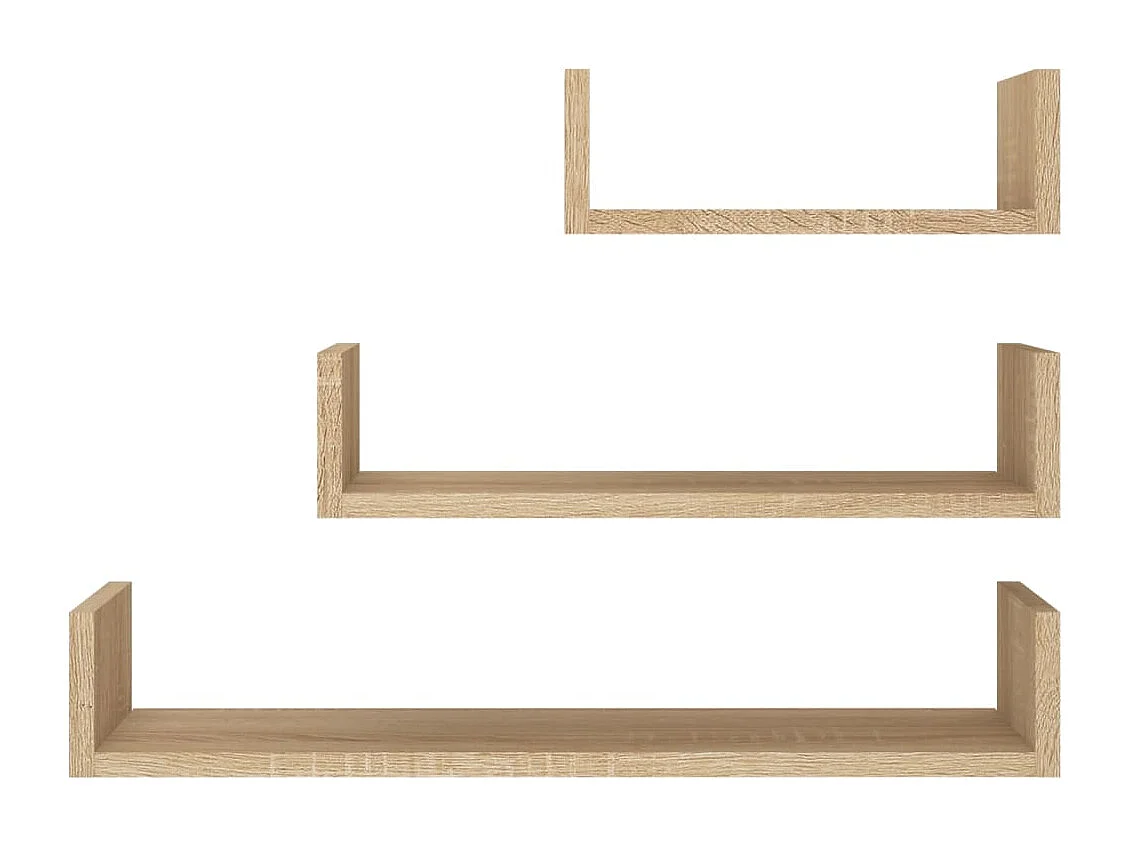 Étagères murales 3 pcs Chêne sonoma Bois d'ingénierie