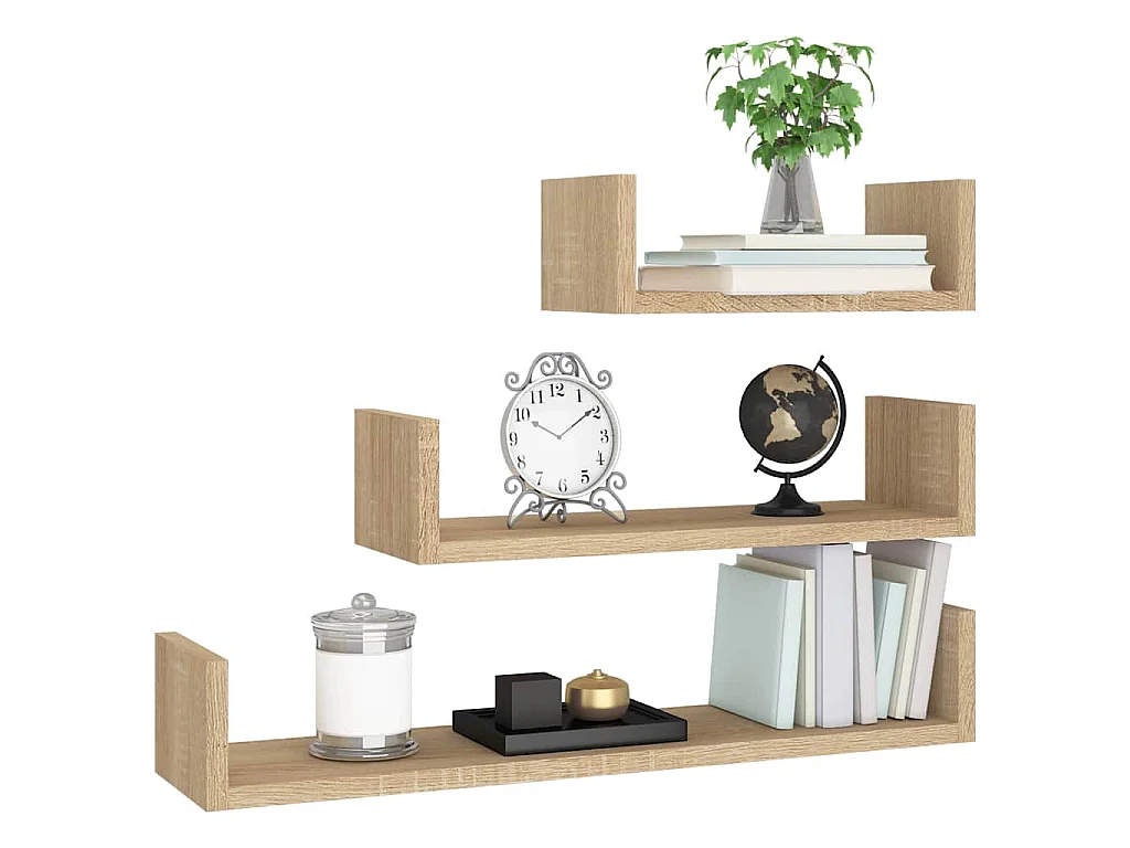 Wandschappen 3 st bewerkt hout sonoma eikenkleurig