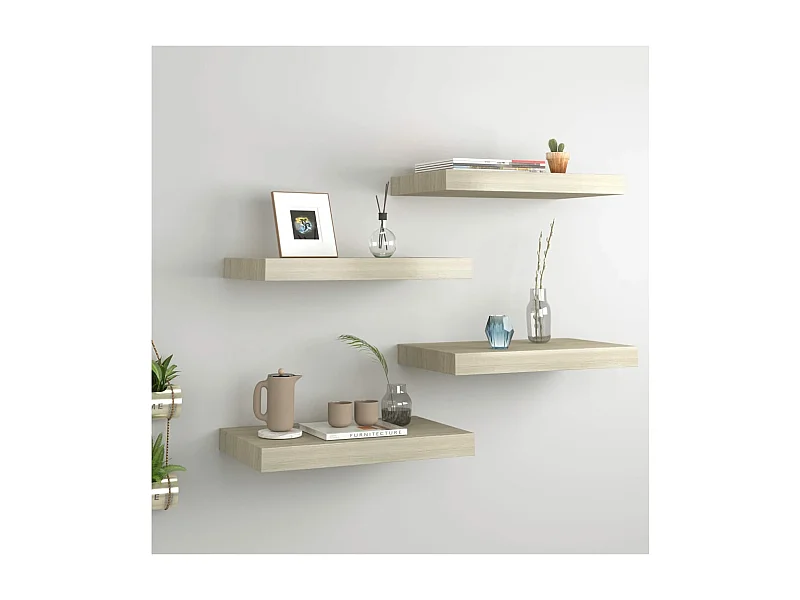 Scaffali a Parete 4 pz Rovere 40x23x3,8 cm in MDF