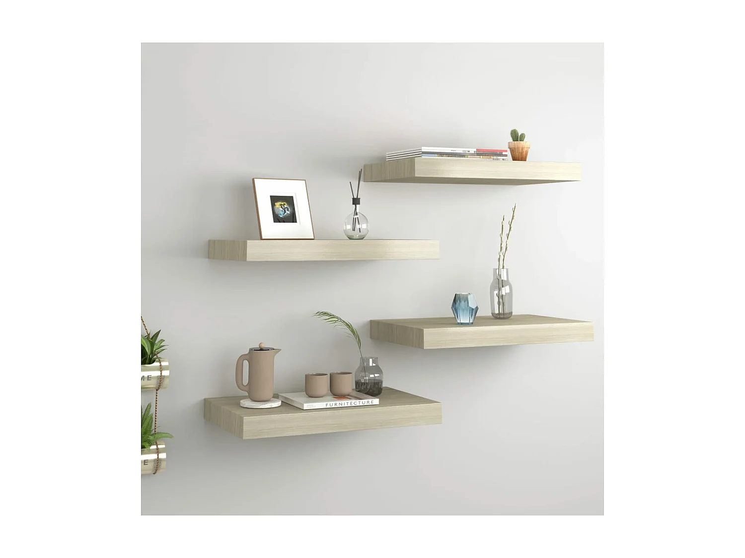 Scaffali a Parete 4 pz Rovere 40x23x3,8 cm in MDF