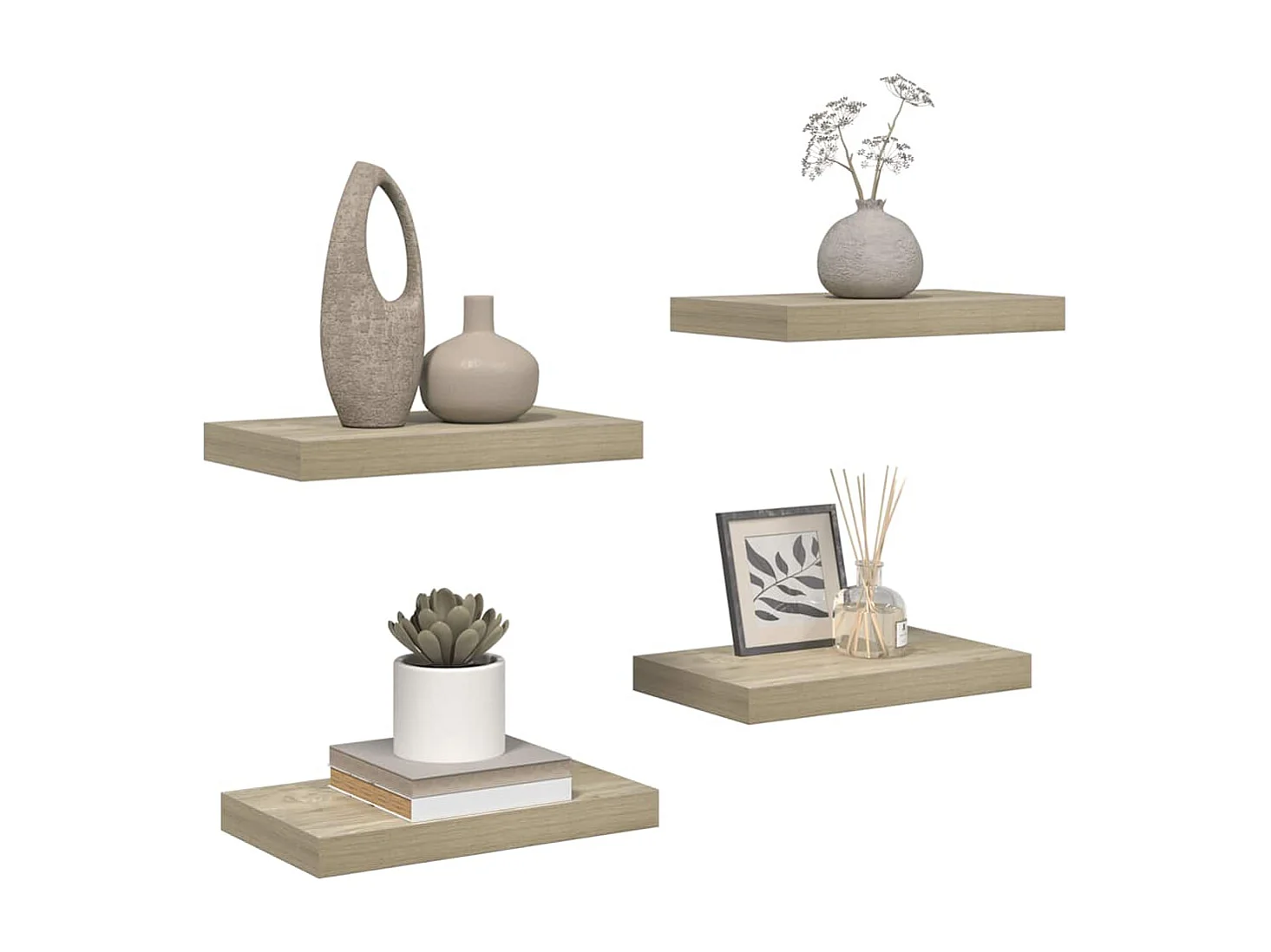 Étagères murales flottantes 4 pcs chêne 40x23x3,8 cm MDF