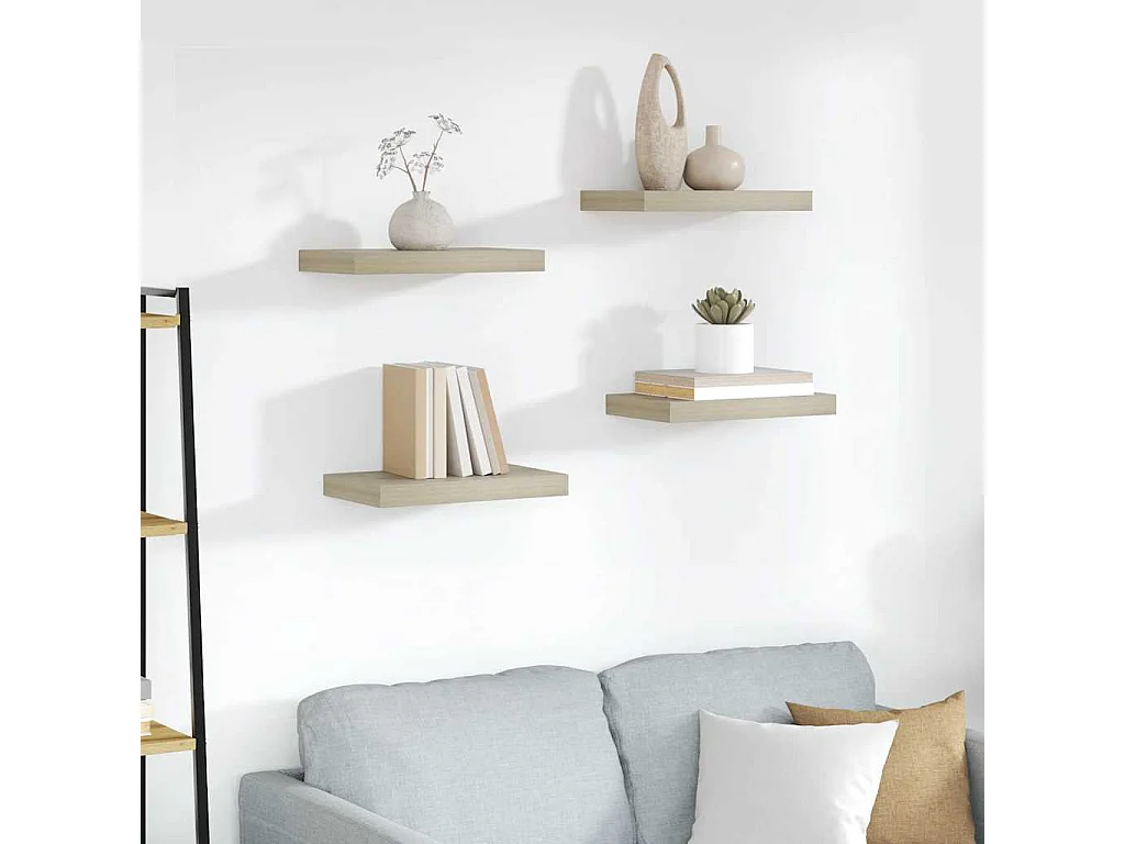 Étagères murales flottantes 4 pcs chêne 40x23,5x3,8 cm MDF