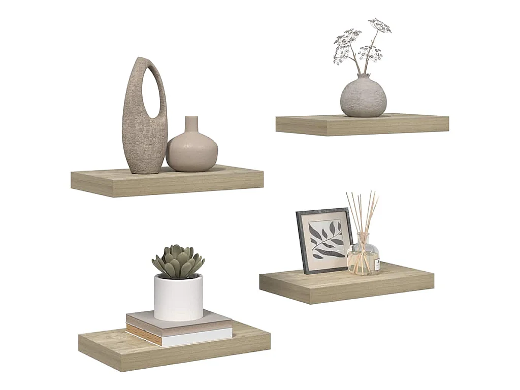 Étagères murales flottantes 4 pcs chêne 40x23,5x3,8 cm MDF