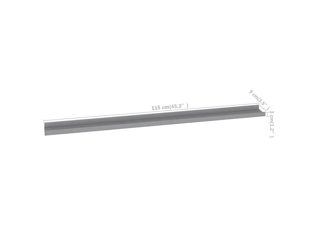 Étagères murales 2 pcs Gris 115x9x3 cm