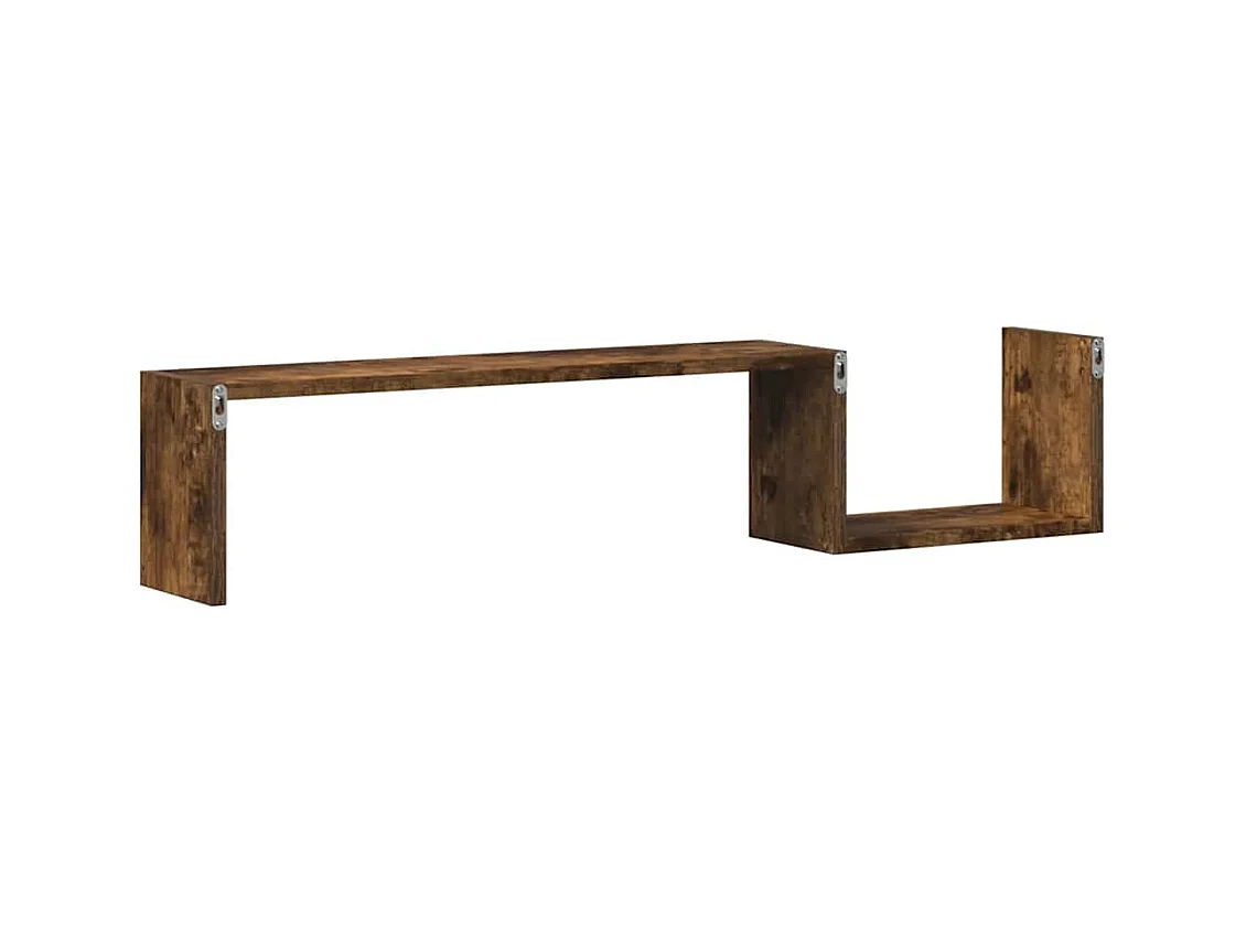 Wandschappen 2 st 100x15x20 cm bewerkt hout gerookt eikenkleur