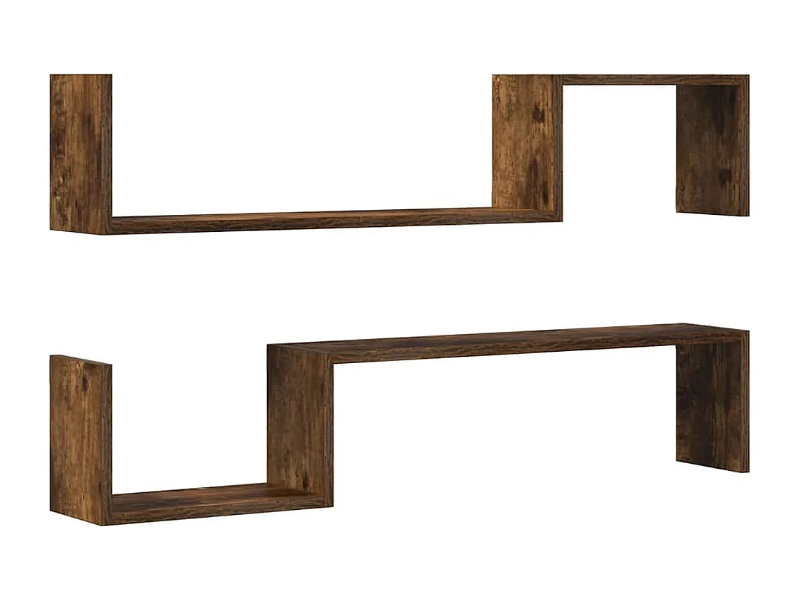 Prateleira parede 2pcs 100x15x20cm deriv. madeira carvalho fum.