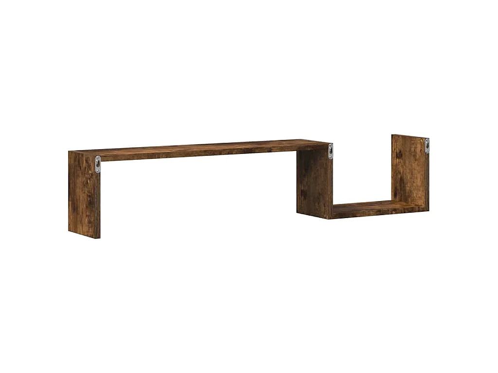 Wandschappen 2 st 100x15x20 cm bewerkt hout gerookt eikenkleur