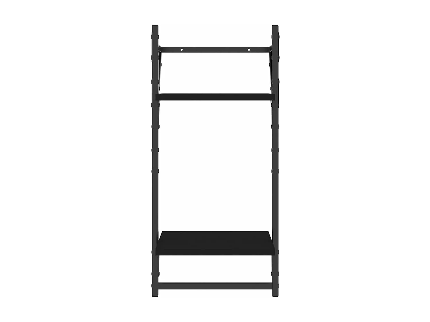 Wandregale mit 2 Ablagen & Stangen 2 Stk. Schwarz 30x25x65 cm