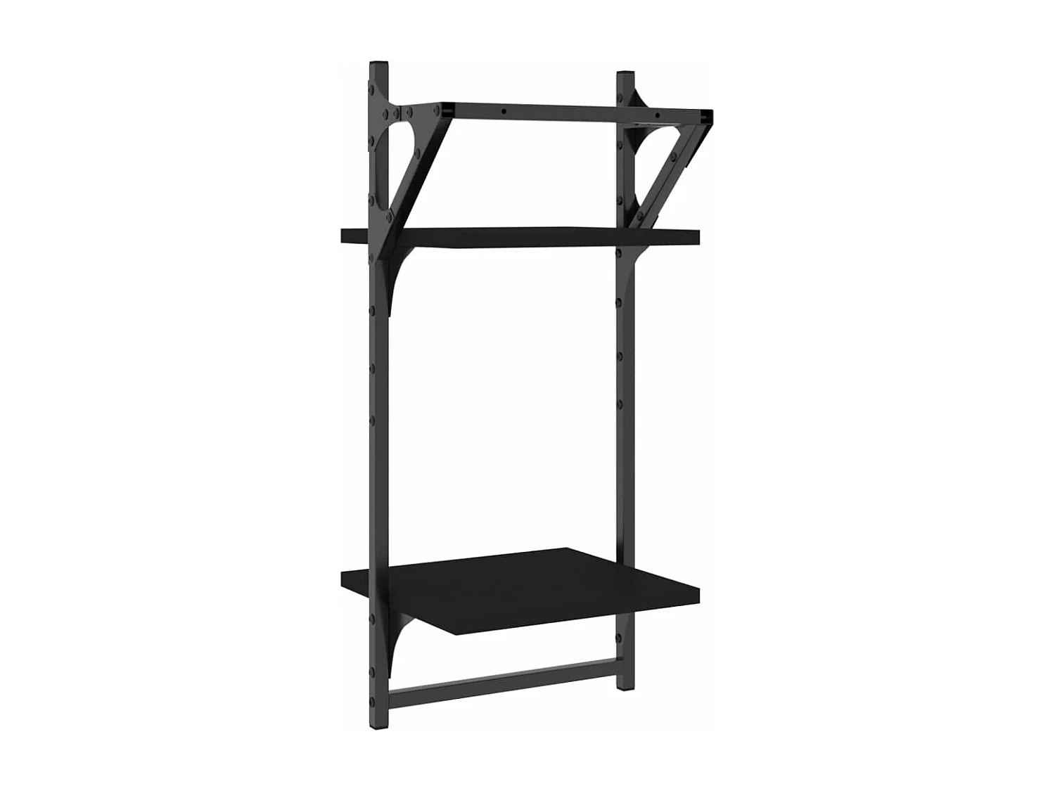 Wandregale mit 2 Ablagen & Stangen 2 Stk. Schwarz 30x25x65 cm