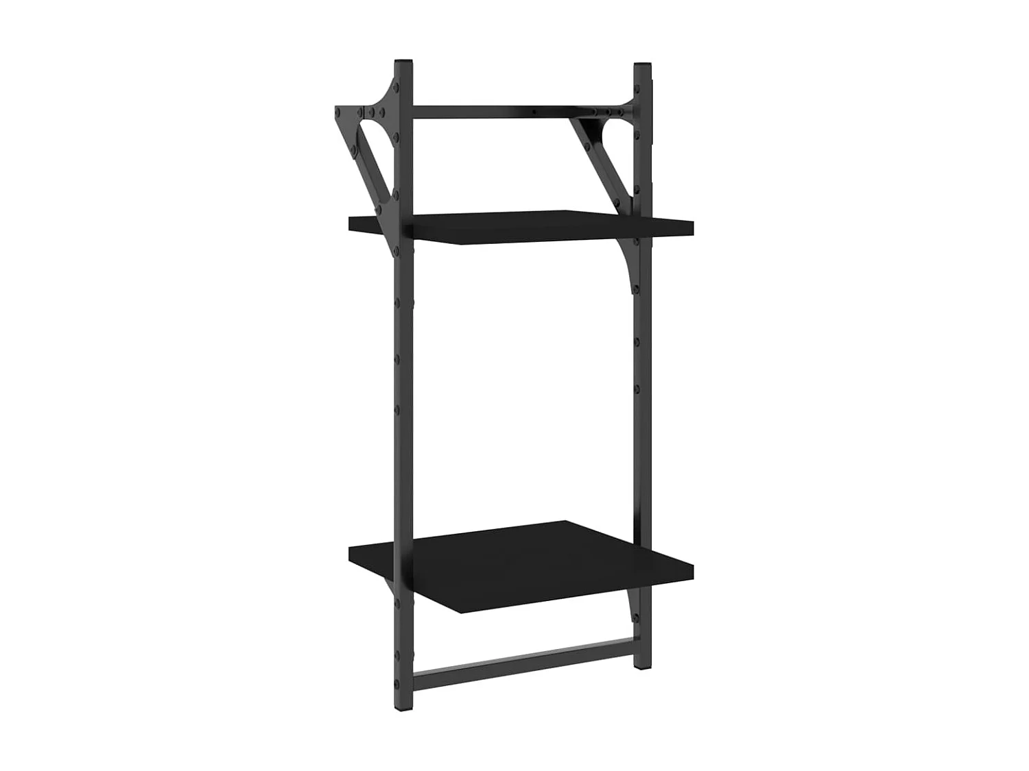Estantes de pared 2 niveles con barras 2 uds negro 30x25x65 cm