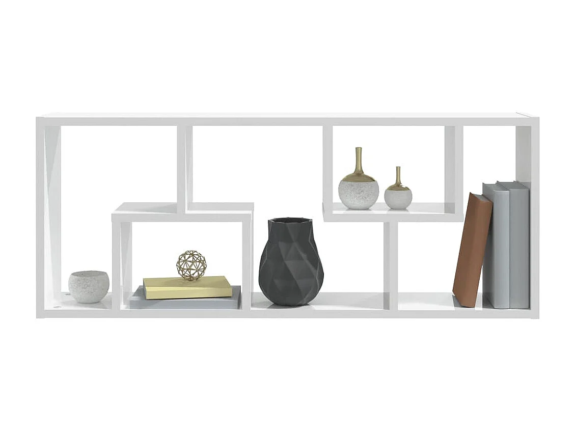 Estante de parede 36x16x90cm derivados madeira branco brilhante