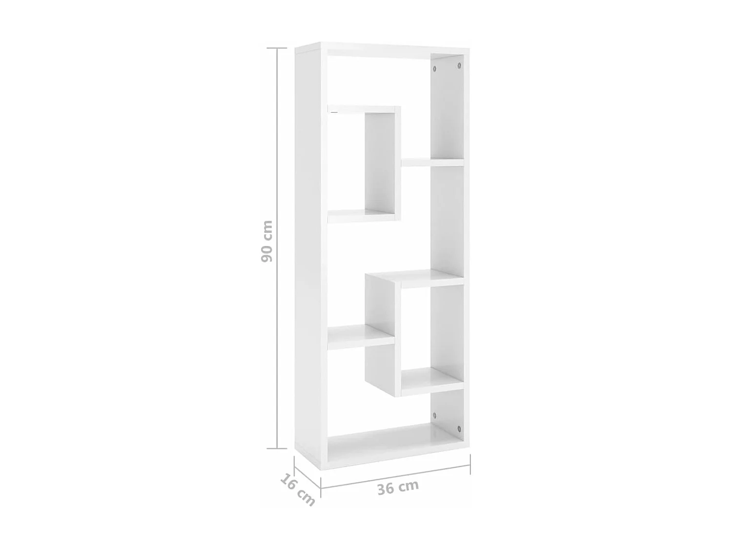 Estante de parede 36x16x90cm derivados madeira branco brilhante