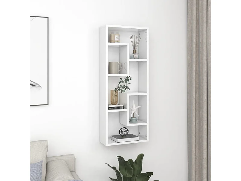 Estante de parede 36x16x90cm derivados madeira branco brilhante