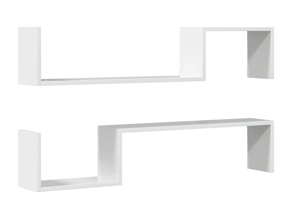 Étagères murales 2 pcs blanc brillant bois d'ingénierie