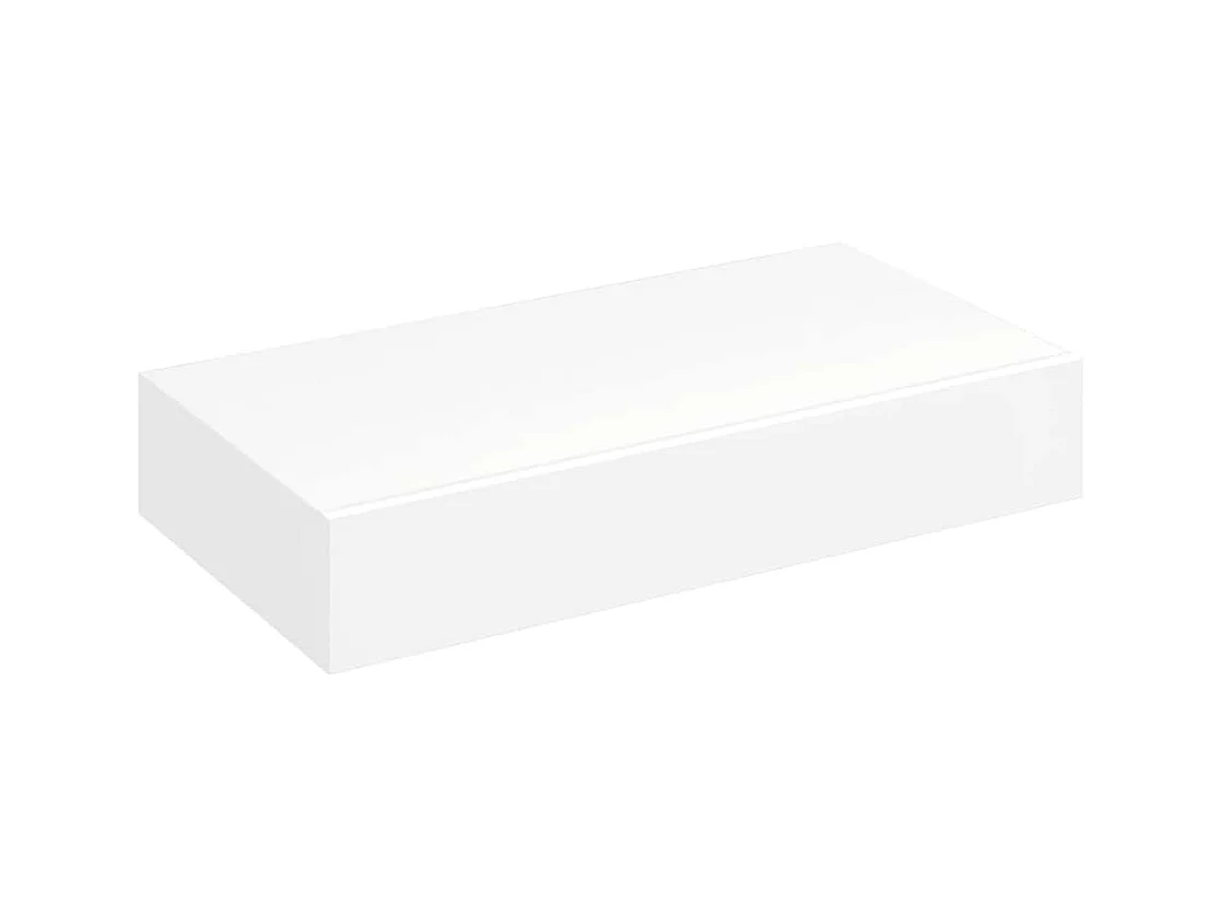 Étagère murale avec 1 tiroir MDF Blanc Rangement de livres/DVD