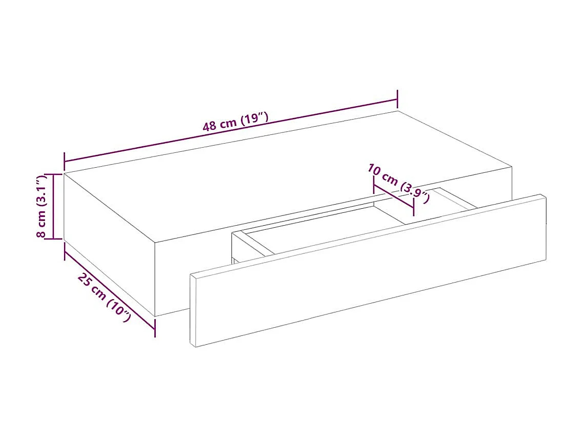 Wandschap met lade zwevend MDF wit