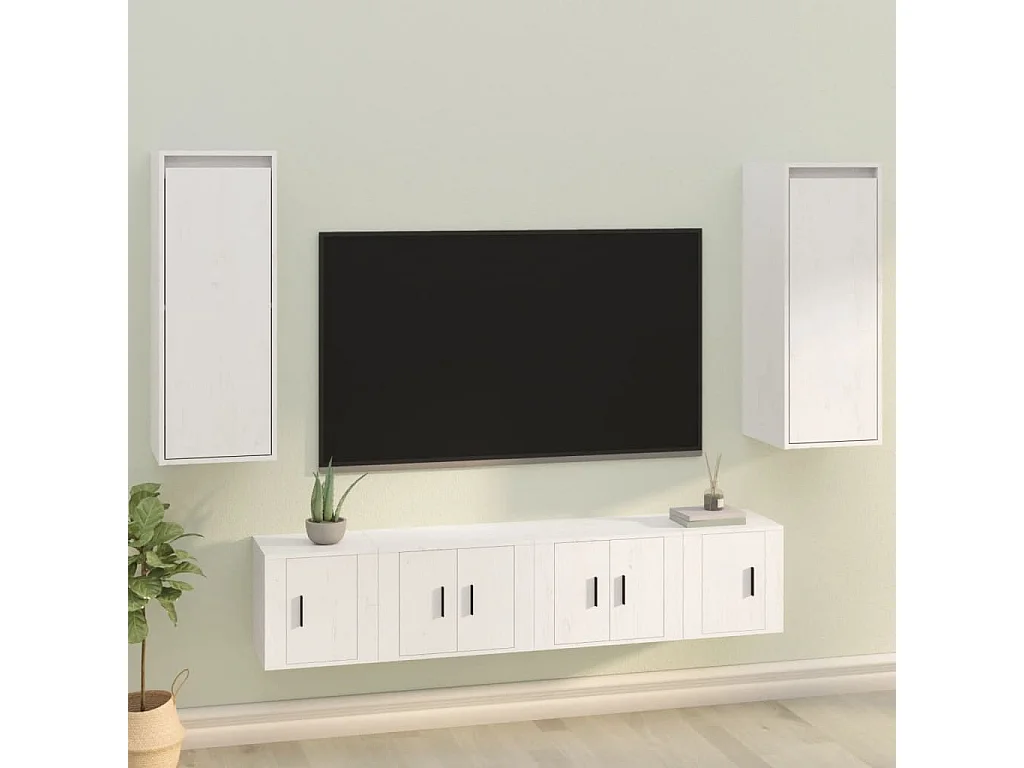 Armoires murales 2 pcs Blanc 30x30x80 cm Bois de pin massif