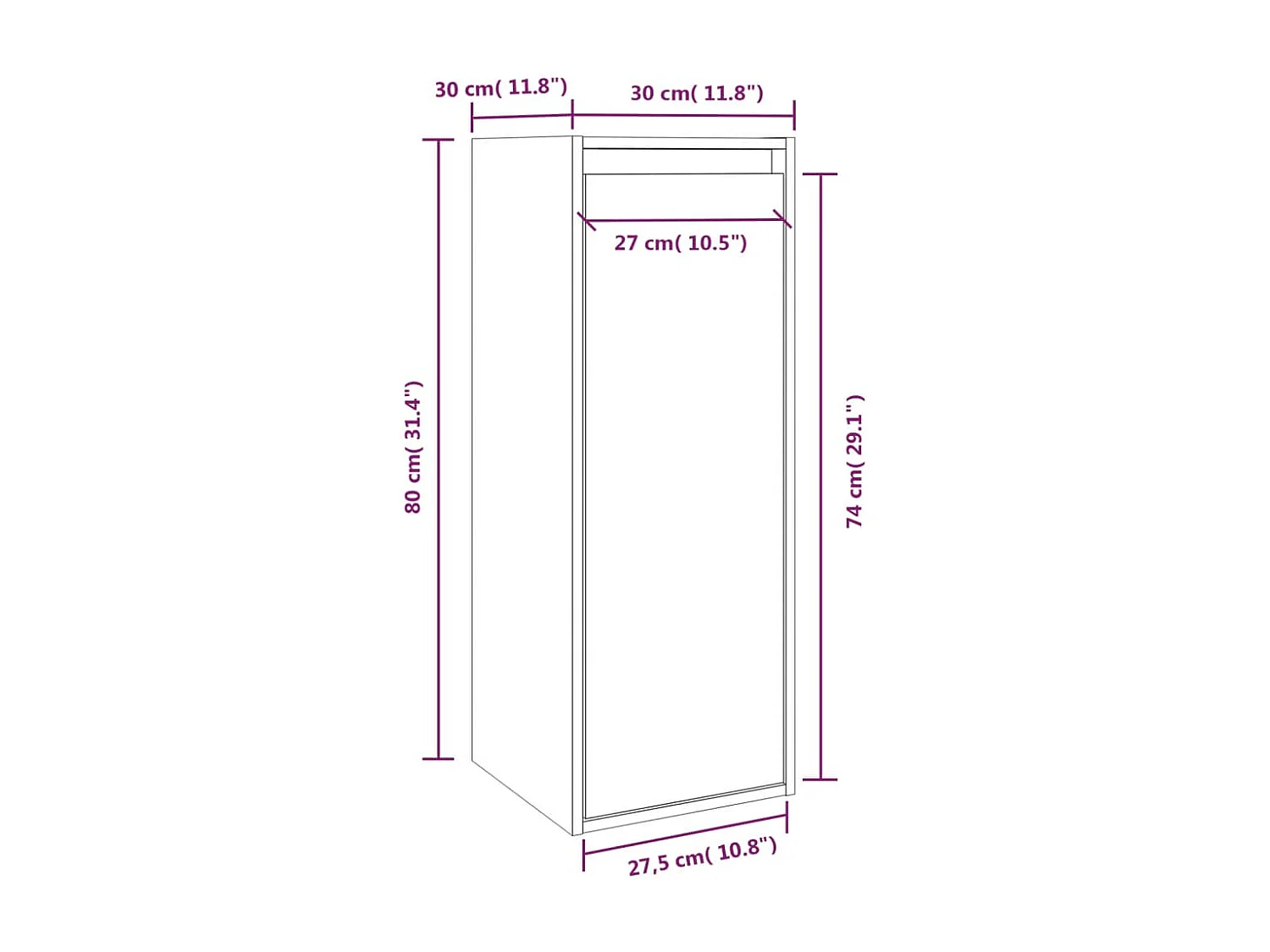 Armoires murales 2 pcs Blanc 30x30x80 cm Bois de pin massif