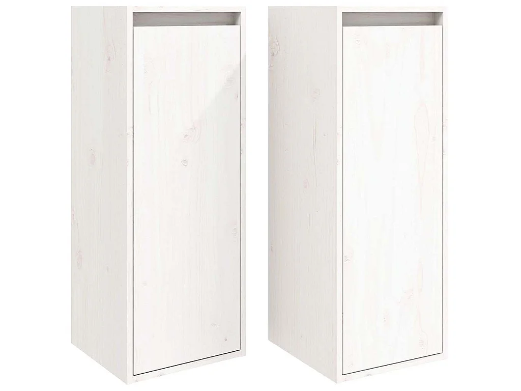 Wandkasten 2 st 30x30x80 cm massief grenenhout wit