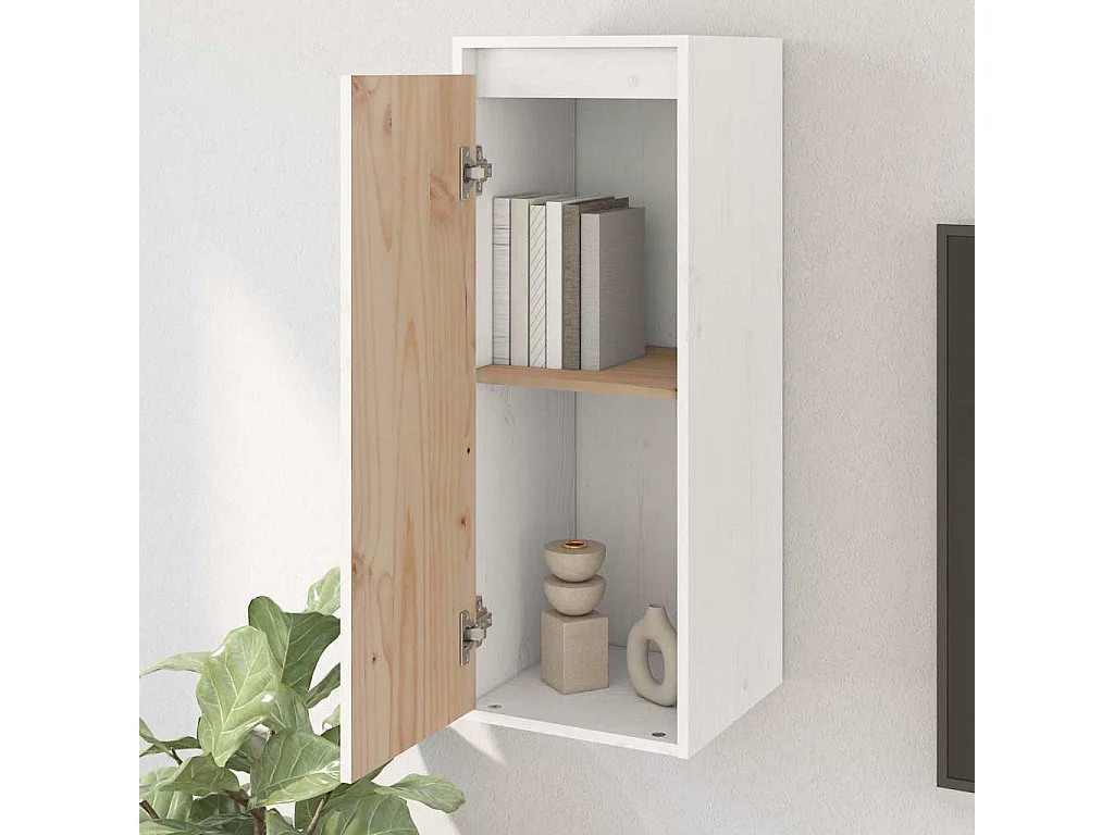 Wandkasten 2 st 30x30x80 cm massief grenenhout wit