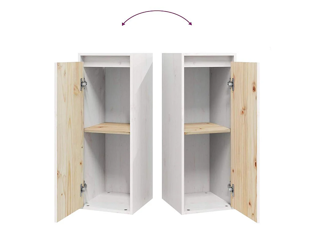 Wandkasten 2 st 30x30x80 cm massief grenenhout wit