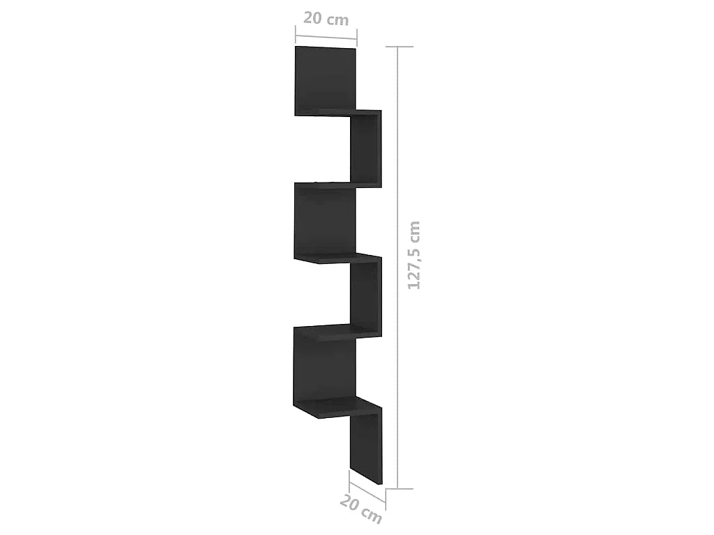 Hoekwandschap 20x20x127,5 cm bewerkt hout zwart