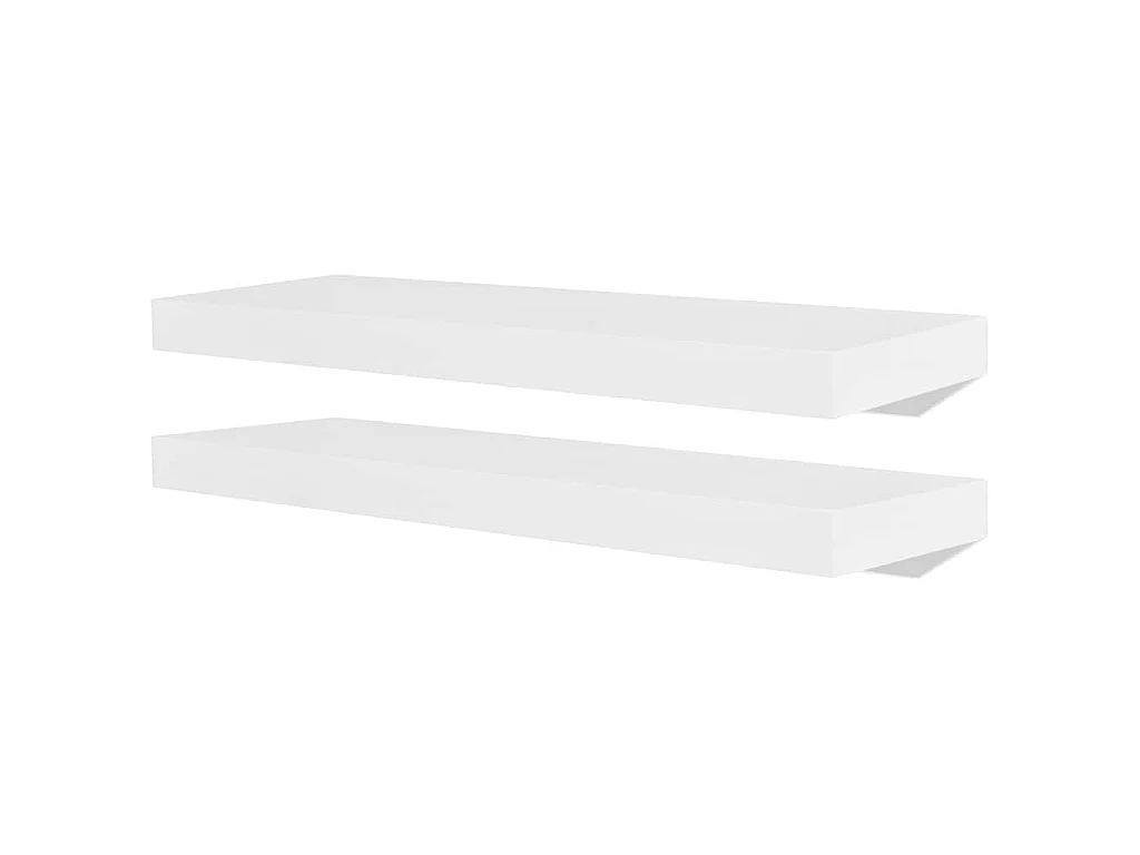 Wandplanken MDF zwevend voor boeken/dvd wit 2 st
