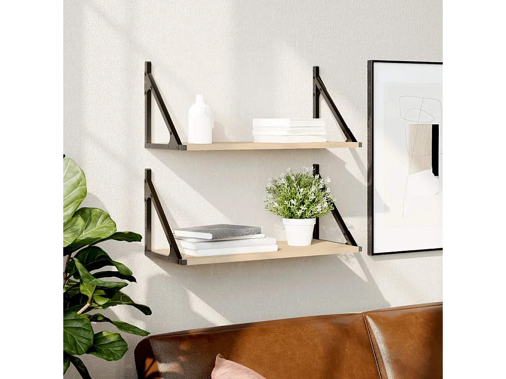 Mensole Parete 2pz Rovere Sonoma 60x25x25,5cm Legno Multistrato