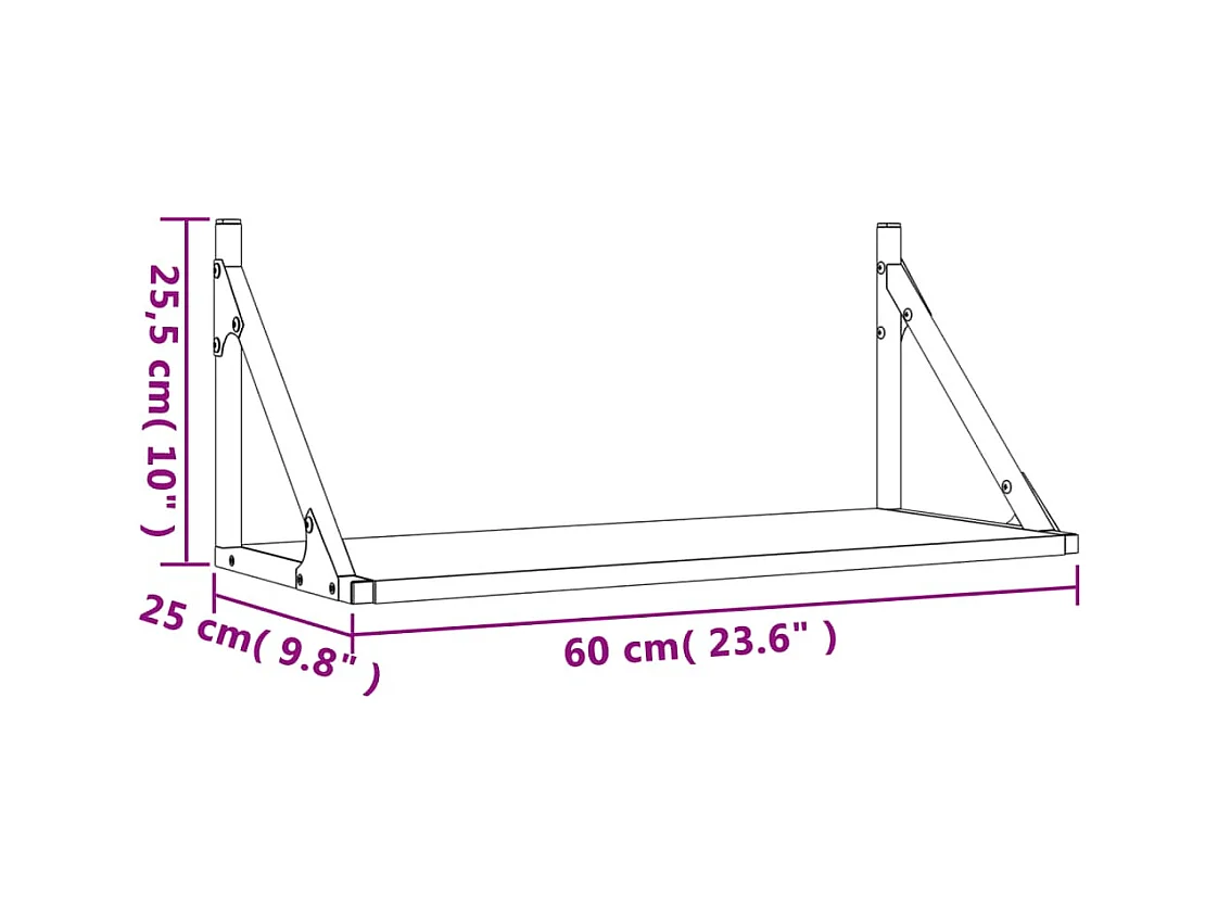 Étagères murales 2 pcs chêne sonoma 60x25x25,5 cm