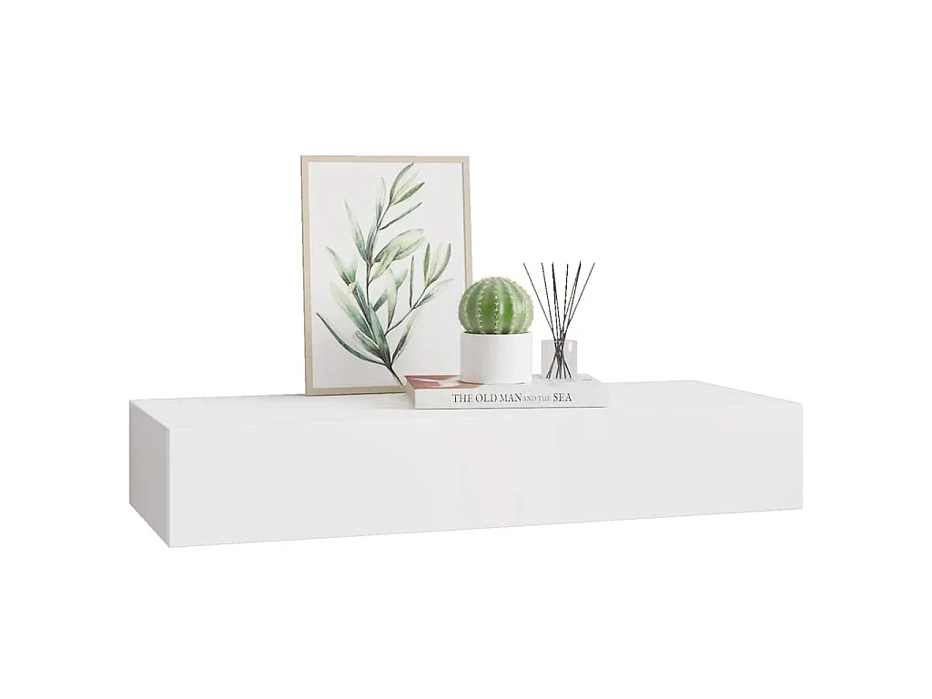 Scaffale con Cassetti da Parete Bianco 60x23,5x10 cm in MDF